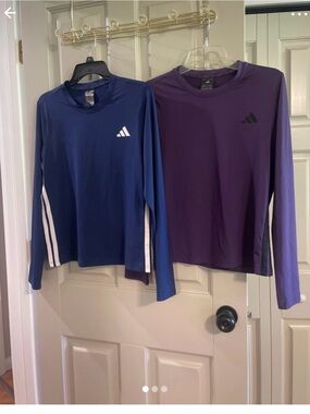 adidas Long-Sleeve Athletic Tops in Blue and Purple